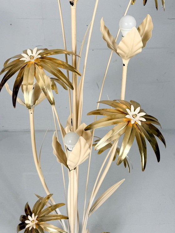 Image 1 of Lámpara de pie floral, estilo Hollywood Regency, años 70