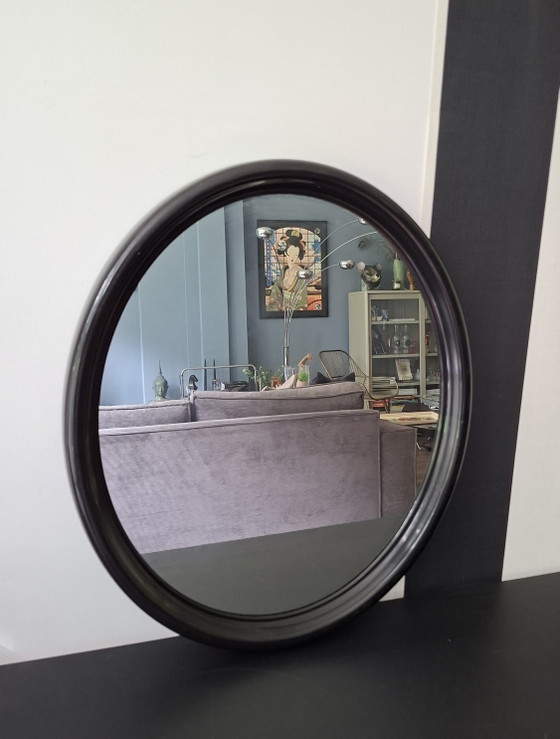 Vintage Tiger Black Plastic Oval Mirror from the 1970s – Glass (photo 2 of 5)