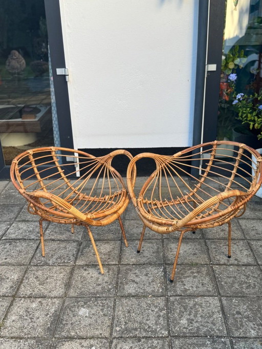 MCM Italienische Rattan und Metall Sessel
