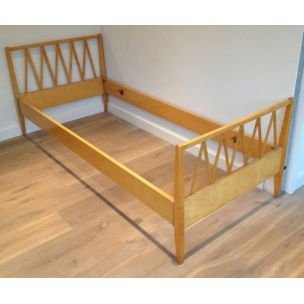 Image 1 of Vintage bed in light wood France 1940s