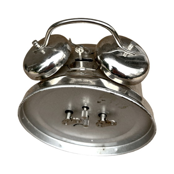 Image 1 of Silver metal mechanical alarm clock Anker, Germany, 1970s.