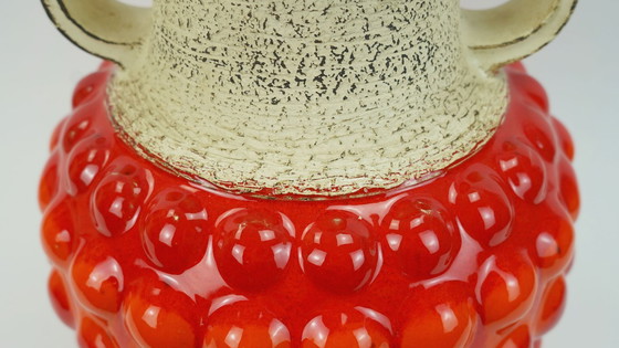 Image 1 of 1960s Bay Keramik Vase Bubble Decor Red and Orange Model 65 45 WGP