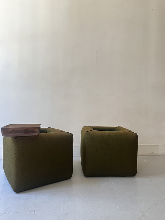 Image 1 of Pair of Cinna Hairstands in Foam and Smoked Plexiglas, Ligne Roset France 1970