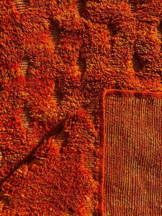 Image 1 of Orange Moroccan wool rug – Handmade geometric rug – Contemporary Berber carpet