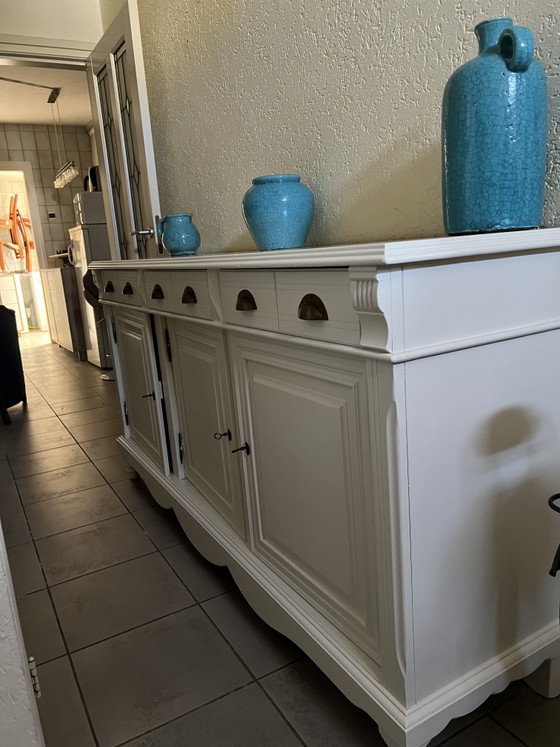 White Country Style Sideboard – Metal, Wood (photo 9 of 10)