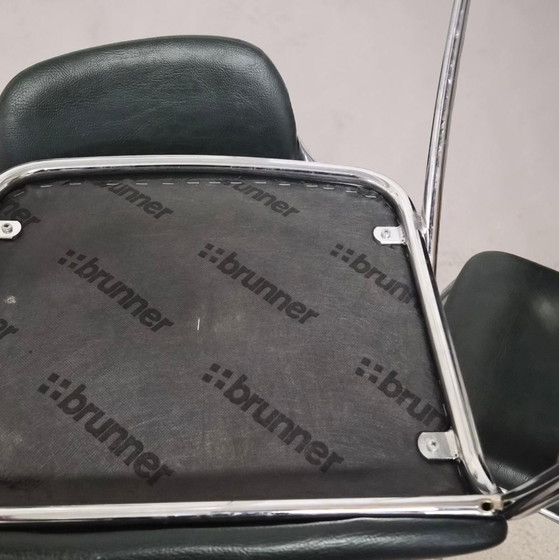 Image 1 of 1 of 4 vintage designer leather dining chairs Brunner Golf