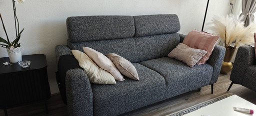 Wunderschönes Set aus 2-Sitzer-Sofas mit verstellbaren Kopfstützen – 2 zitsbanken, Textile