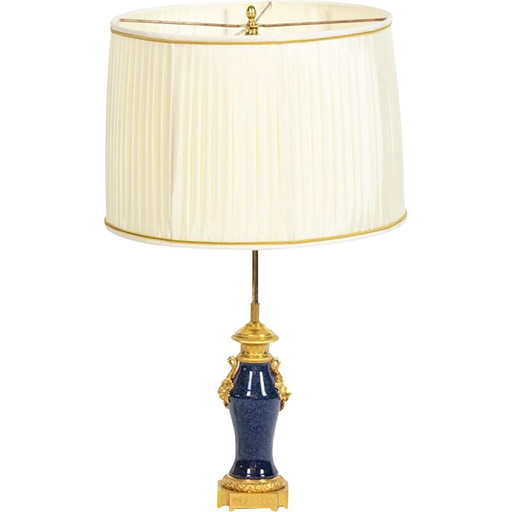 Lámpara francesa vintage de porcelana y bronce, década de 1880