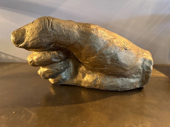 Image 1 of VINTAGE GRÓTE HANDGEMAAKTE HAND GOUD KUNSTACADEMIE 