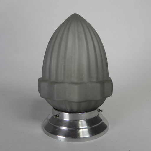 Art-Deco-Deckenleuchte mit mattiertem Glasschirm, 1930er Jahre