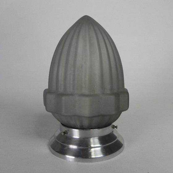 Image 1 of Art-Deco-Deckenleuchte mit mattiertem Glasschirm, 1930er Jahre