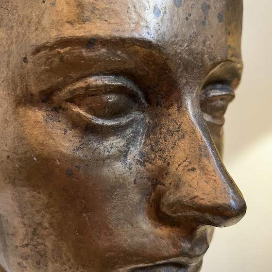 Robert Delnest, Woman's Bust, 1961, Bronze – Sculpture, Marble, Art Deco (photo 5 of 17)
