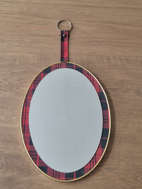 Image 1 of Vintage wabd mirror with checkered edge