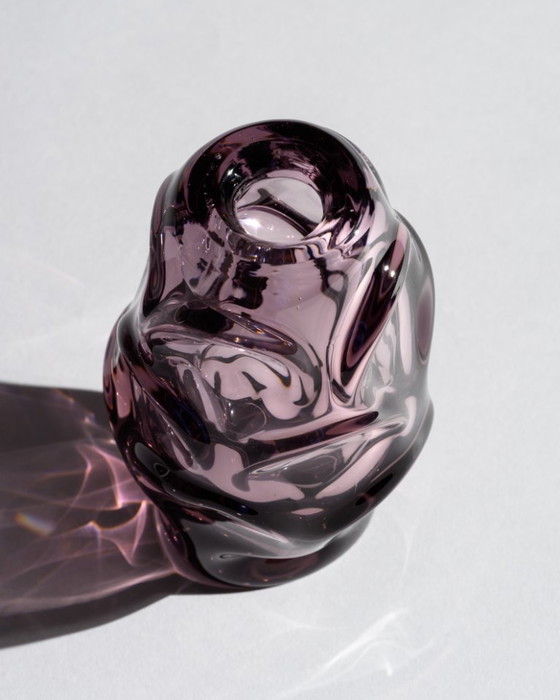 Image 1 of Mid-Century Glass Duo Jan Beránek Škrdlovice Sculptural Mastery in Lilac & Pink