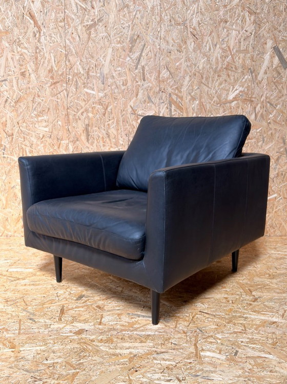 Image 1 of Canapé 2,5 places Lederland avec fauteuil en cuir noir