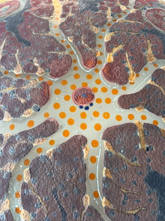 Image 1 of Gran cuenco escultórico de vidrio fundido hecho a mano – pieza única de arte contemporáneo – Ø 53,5 cm