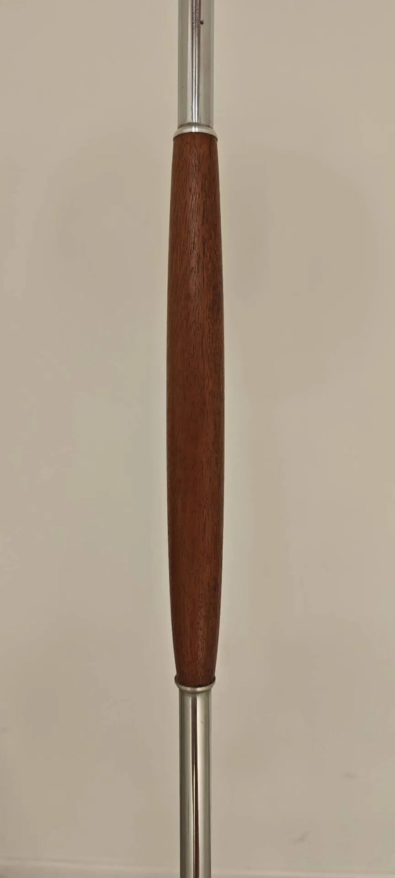 Modernist floor lamp in teak, chrome metal, opaline, Czechoslovakia 60s – Floor lights, Scandinavian (photo 13 of 23)