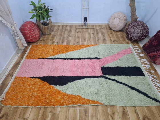 Image 1 of Tapijt van puur wol, handgeweven in de traditionele Marokkaanse stijl, 200 x 400 cm