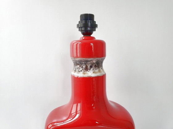 Image 1 of Vintage 1960s Red Ceramic & Lava Table or Floor Lamp