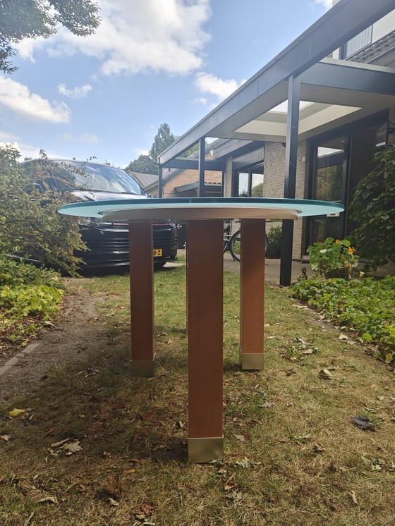 Image 1 of Table de salle à manger ovale moderne - verre et bois - élégante et unique