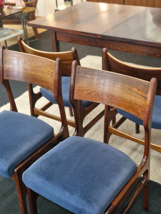Image 1 of Set da pranzo vintage con tavolo allungabile e 4 sedie in palissandro, anni '70