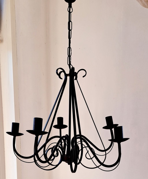 Classic Chandelier Rust Brown Country Pendant Lamp 5-Lamp