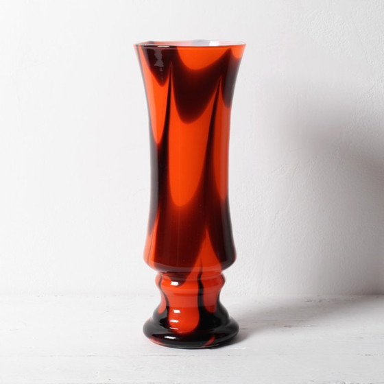 Image 1 of Zeldzame vintage vaas van Murano-glas in twee kleuren (oranje en bruin) uit het midden van de 20e eeuw / Italië / jaren 70