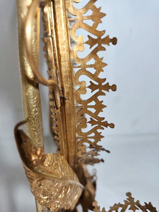 Image 1 of Oval Brass Mirror. Spain, 1940s.