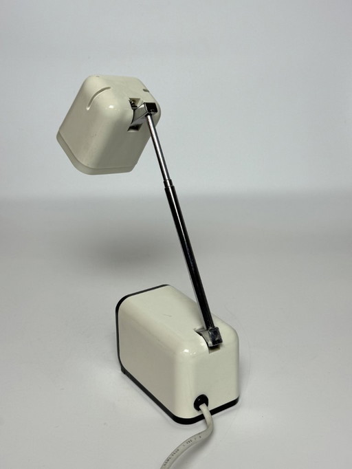 Mid-Century Space Age Design White Adjustable Telescopic Desk / Night Lamp, Model 8802 by Bahag AG. Germany, 1970s