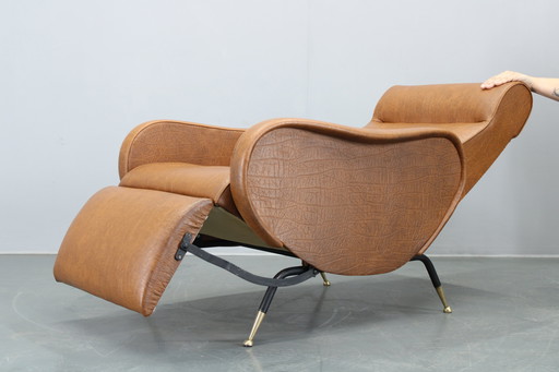 1950 Marco Zanuso Liggende 'Lady' Loungestoel in kunstleer, Italië
