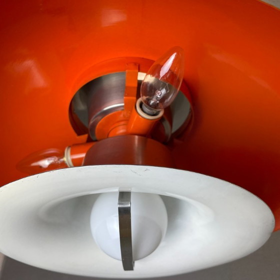 Scandinavian Modern Danish Brushed Aluminium Silver And Red Rise And Fall 4-Light Hanging Lamp, 1970s (photo 13 of 17)