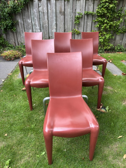 6x Vitra - Starck Eetkamerstoelen Louis XX – Chrome, Plastic