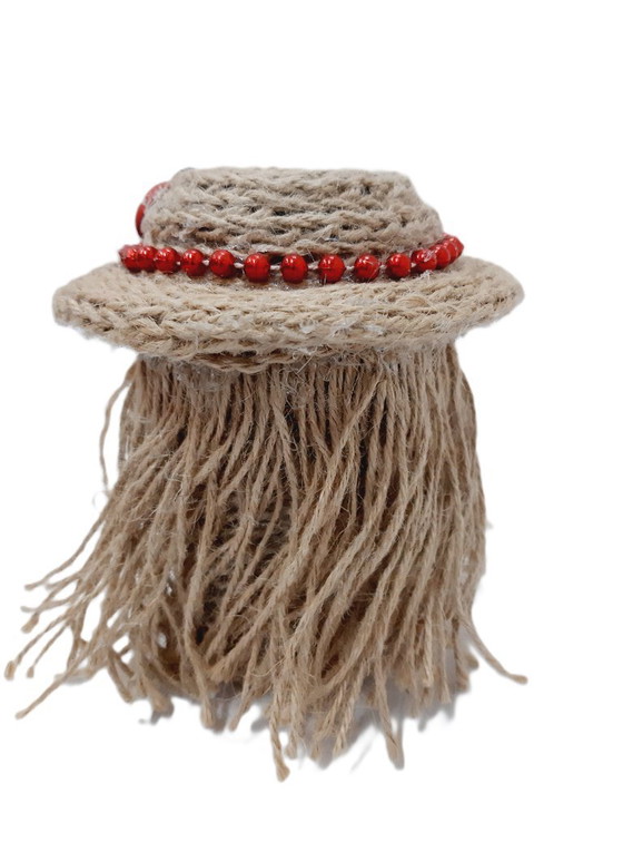 Image 1 of Barattolo vintage avvolto con spago - bambola con coperchio - un cappello