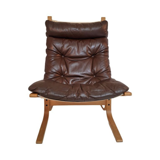 Image 1 of Ingmar Reling per Westnofa - Sedia Siesta - Sedia a fionda in bengala - Pelle marrone