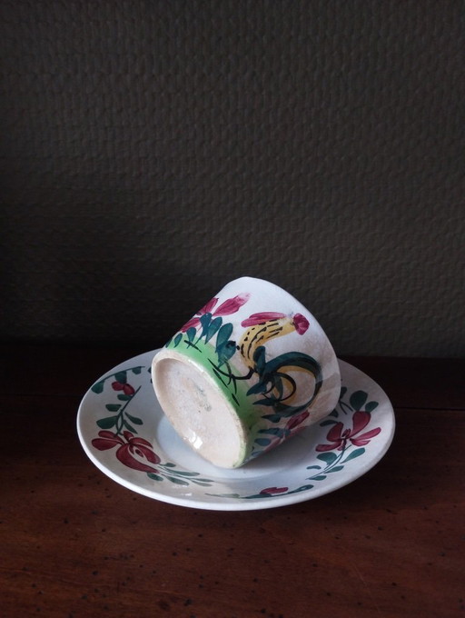 Tasse et sous-tasse Creil & Montereau « Coq »