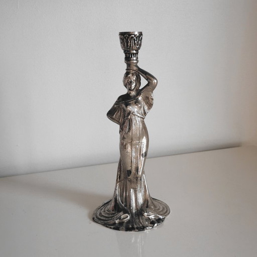 ANTIKE JUGENDSTILKERZE AUS SILBER
