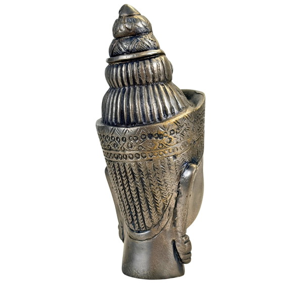 Testa di Divinità Asiatica Decorativa in Metallo con Corona – Sculture, Aziatisch (photo 4 of 9)