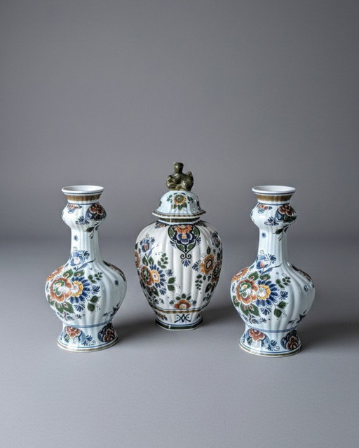 Set di 3 vasi Delftware – Polychroom Holland – Fatti a mano