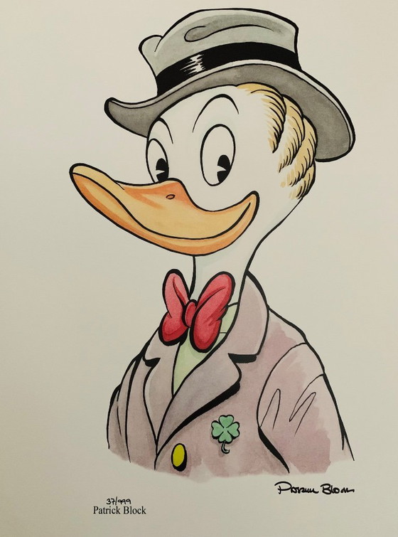 Image 1 of Firmato e numerato a mano da Patrick Block: "Gladstone Gander nel suo abito preferito". Edizione limitata a 99 copie.