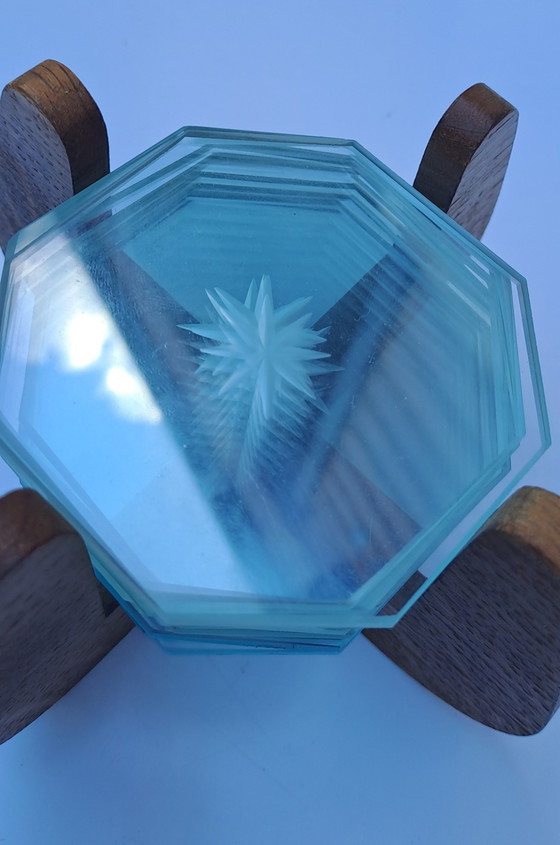 Image 1 of 12 x vintage glass coasters from the 1950s