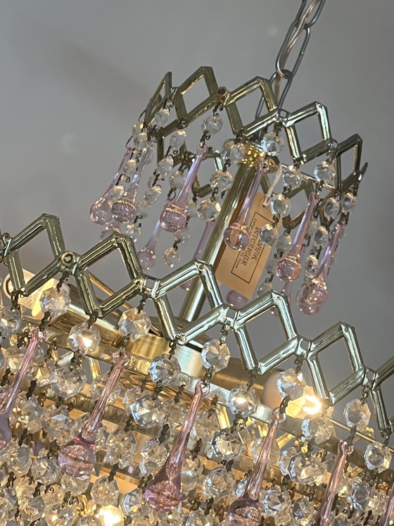 Image 1 of Lustre suspendu vintage des années 1960 en cristal en forme de larme