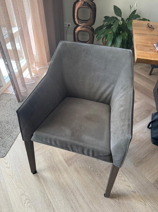 6 Leolux Pyrite Eetkamerstoelen Grijs – Leather, Wood
