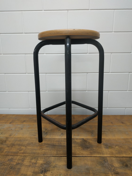 Image 1 of Tall Vintage Industrial Metal Barstool Workbench Stool