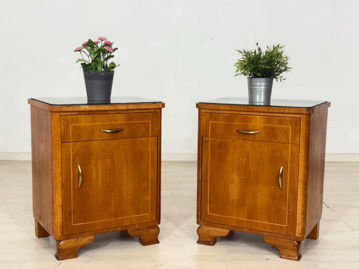 2x Zeer mooie vintage nachtkastjes / bijzettafels / nachtkastjes in mid-century stijl