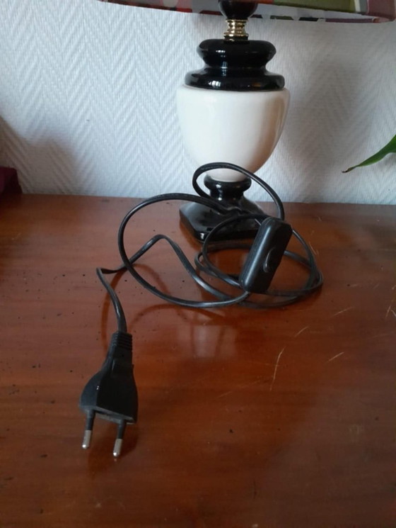 Image 1 of Vintage ceramic lamp and fruit-themed lampshade