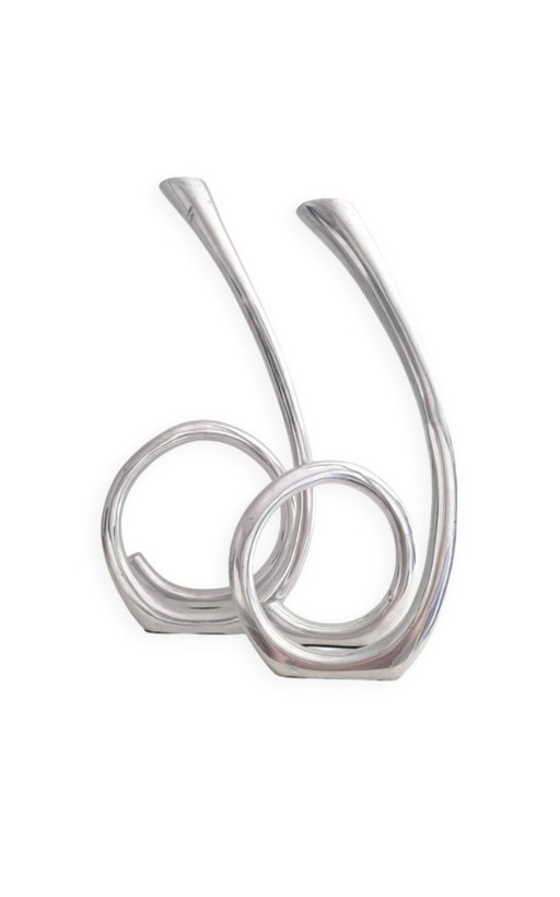 Paire de bougeoirs curly fonte d'aluminium 