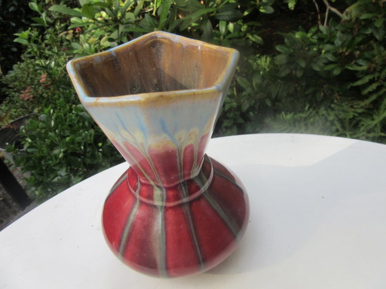 Art Deco Octagonal Ceramic Vase Made in Belgium (Attributed) (photo 7 of 12)