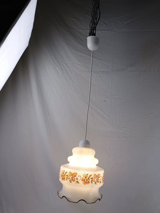 Lampada a sospensione Venini Vetro bianco testurizzato Fiore Mid Century VENINI Soffitto opalino