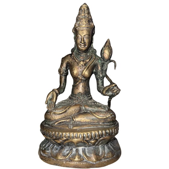 Raro Par Antiguo de Bodhisattvas de Bronce Macizo (Avalokiteshvara) – Estilo Pala-Nepalí – ca. Siglos (photo 2 of 10)