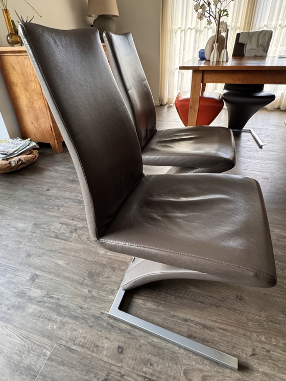 4 Rolf Benz 7800 Eetkamerstoelen – Leather, Chrome (photo 3 of 5)